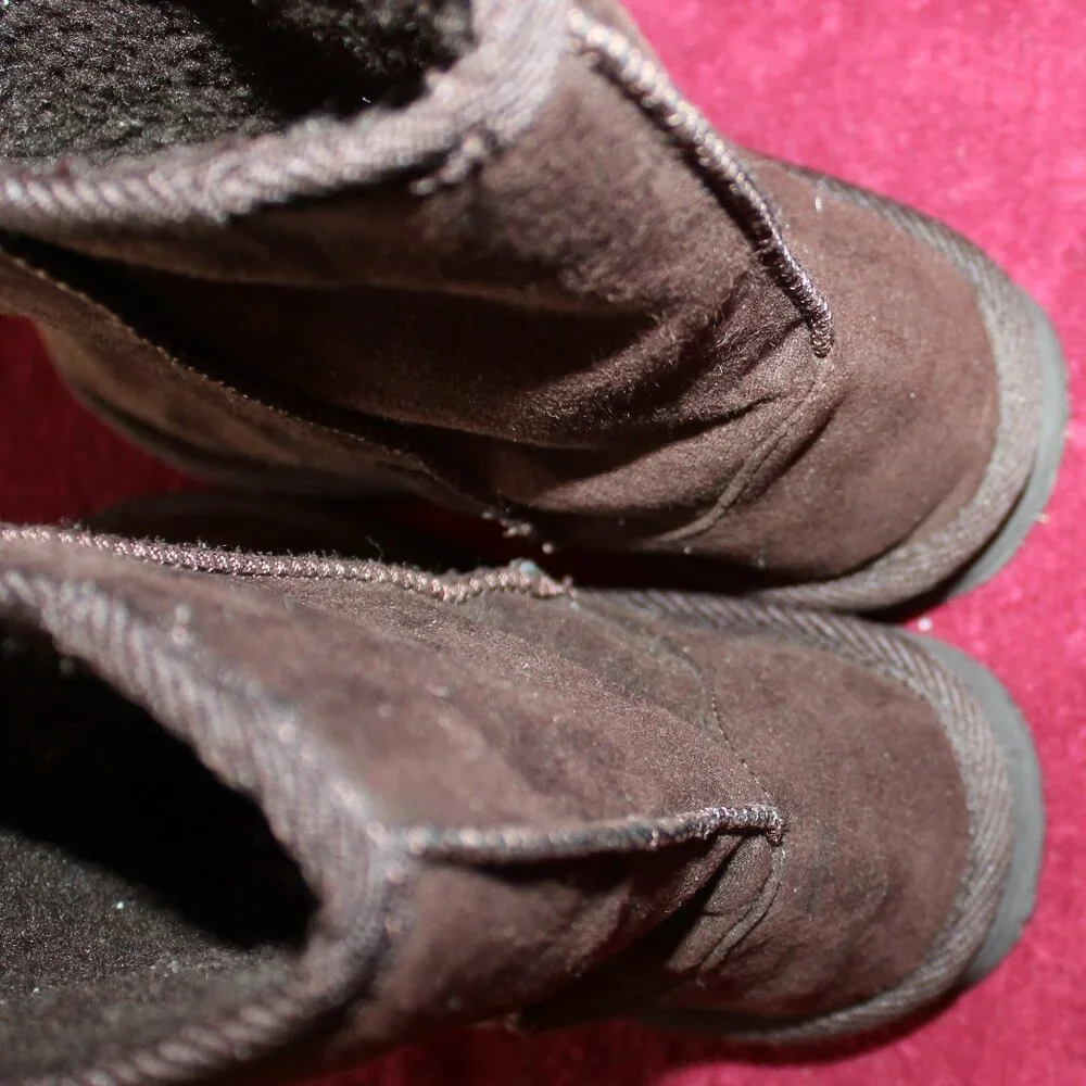 Childrens Fabric Boots - Suede feel - Brown Calf High.